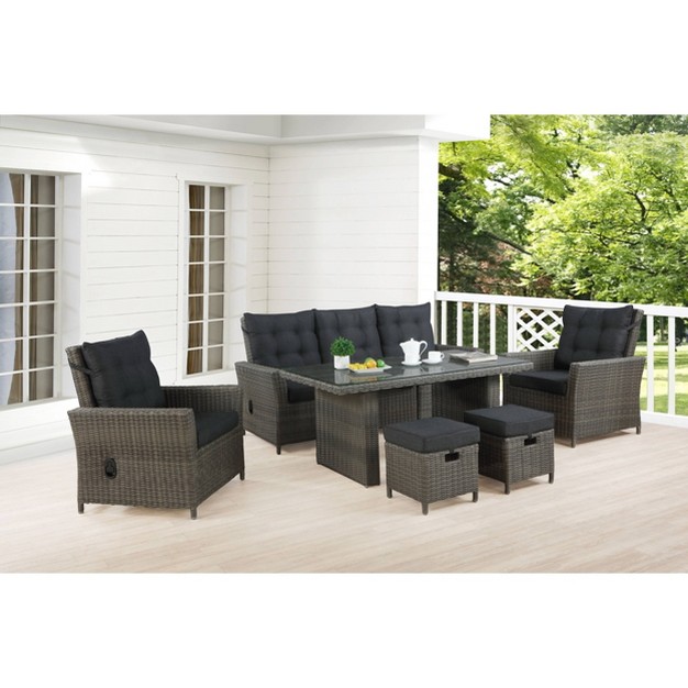 Asti 6pc Wicker Outdoor Seating Set Gray Alaterre Furniture