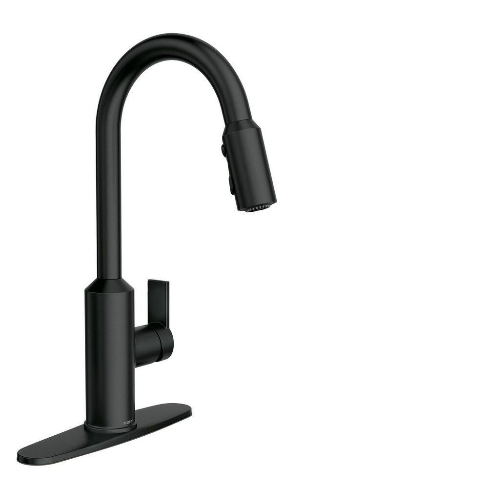 MOEN Meena Single-Handle Pull-Down Sprayer Kitchen Faucet with Power Clean and Reflex in Matte Black 87270BL