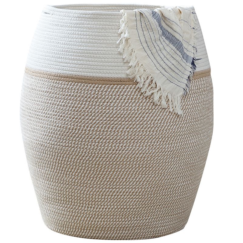 Ornavo Home Extra Large Woven Cotton Rope Tall 25 Height Laundry Hamper Basket with Handles