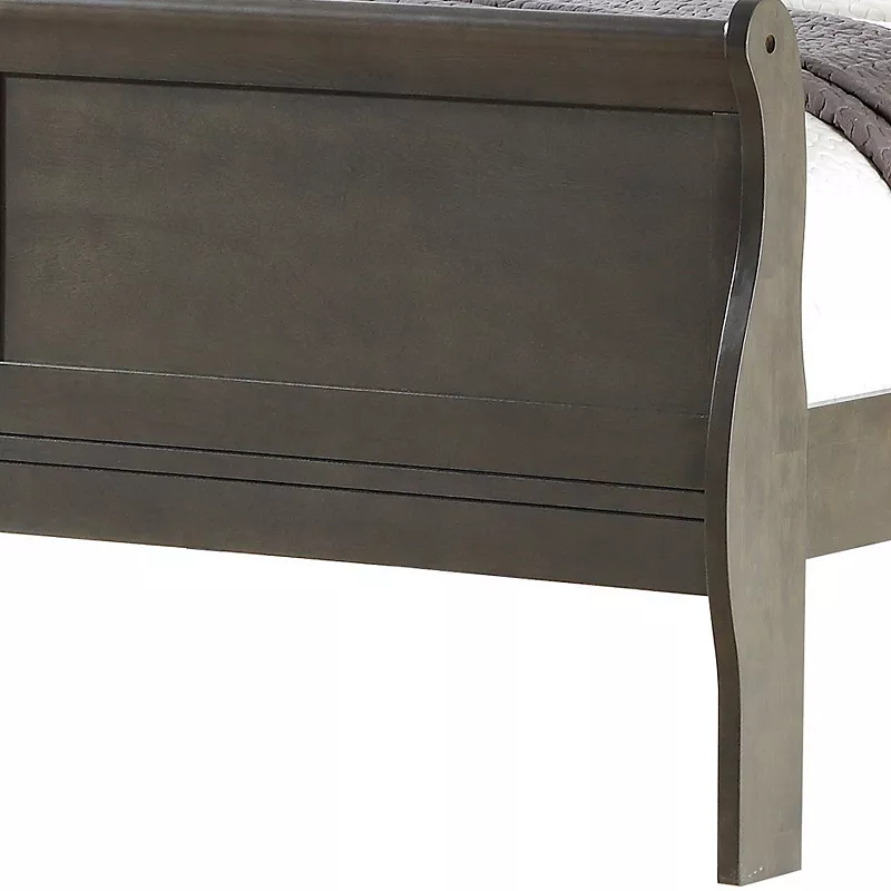 Sleigh Design Eastern King Size Bed with Rectangular Thin Legs， Dark Gray