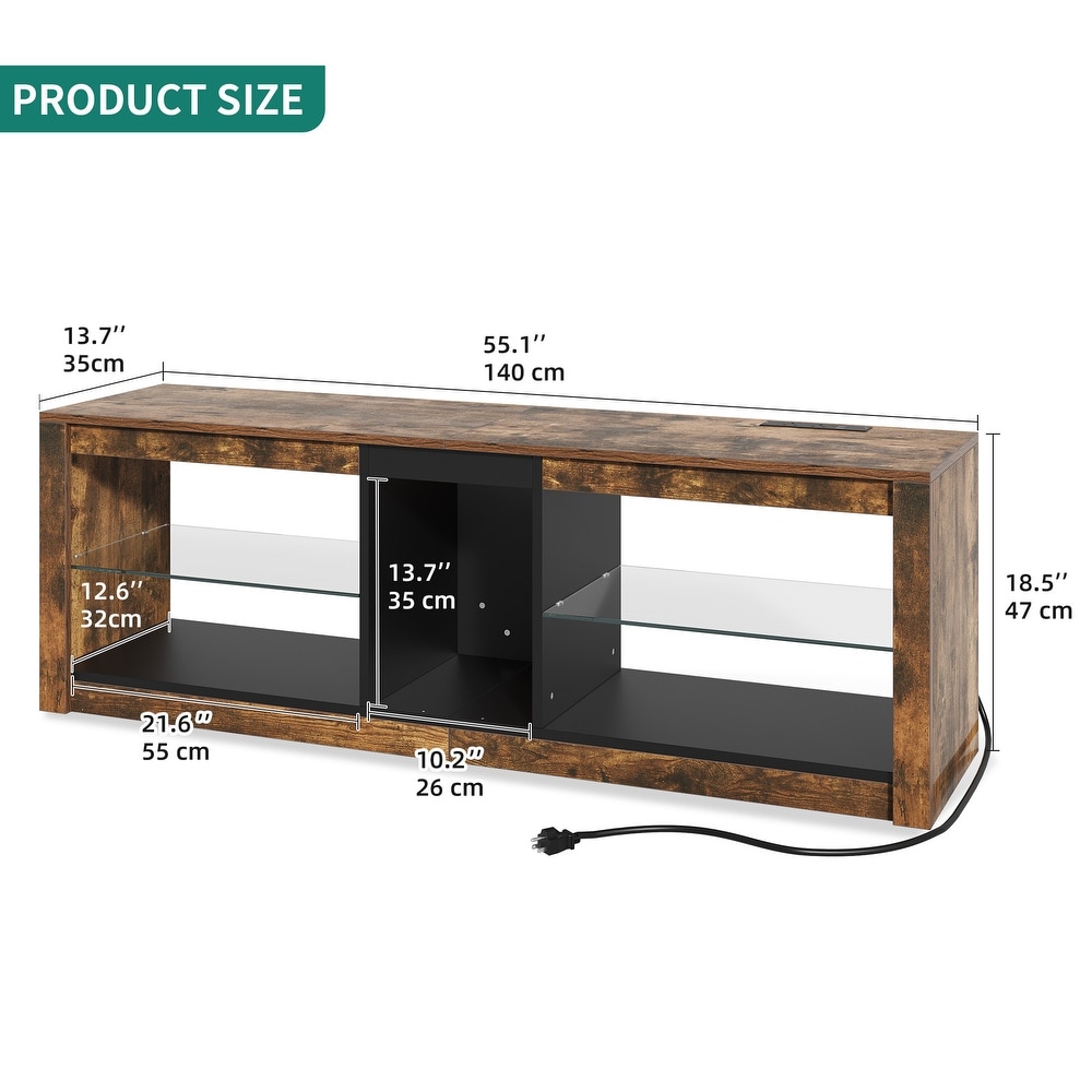 Moasis LED RGB TV Stand w/ Power Outlets for TVs up to 55/60\