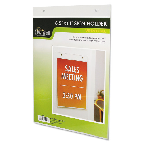 Nu Clear Plastic Sign Holder， Wall Mount， 8.5 x 11 (38011Z)