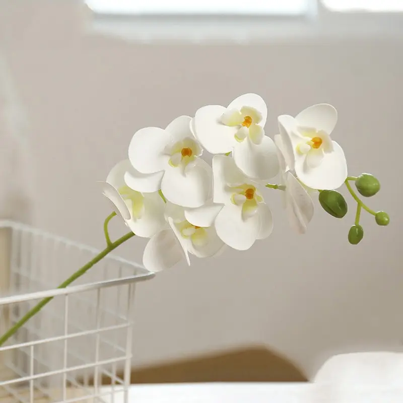 Artificial Orchid Stems Real Touch Latex Phalaenopsis Branches Faux Cymbidium Flowers Large Petals