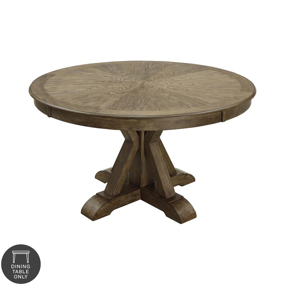 Furniture of America Dice Rustic Oak 54 inch Round Wood Dining Table