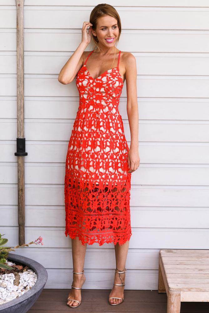 Lacey Baby Maxi Dress Red