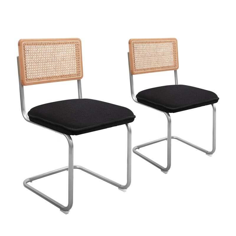 Modern Armless Chairs with Metal Legs for Dining Room(Set of 2) White