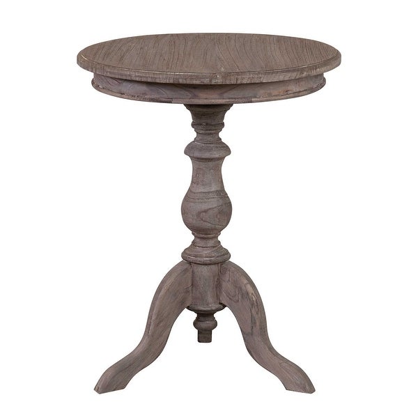 Mindi Wood Pedestal Round End Table