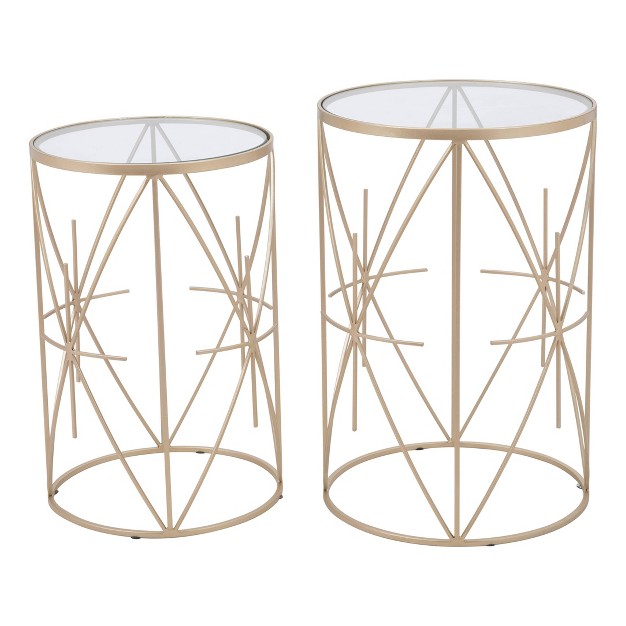 Set Of 2 Heritage Side Tables Clear gold Zm Home