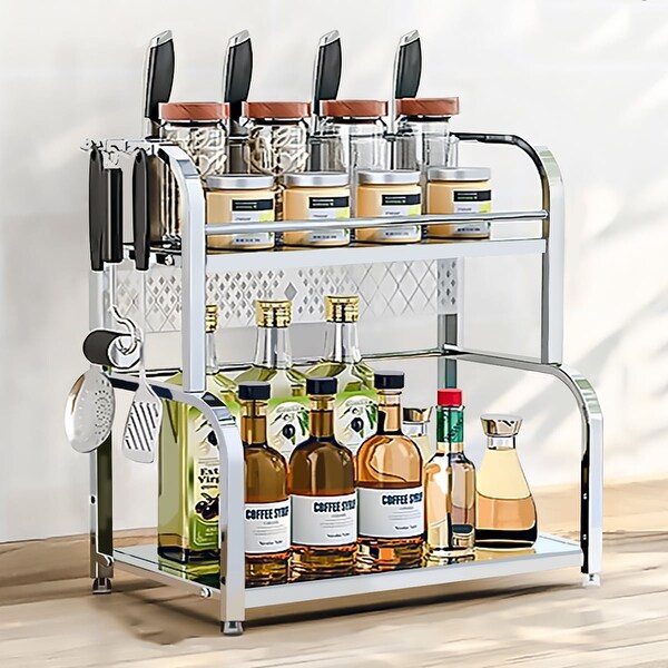 2 Tier Spice Rack Organizer Kitchen Rack Can Organizer