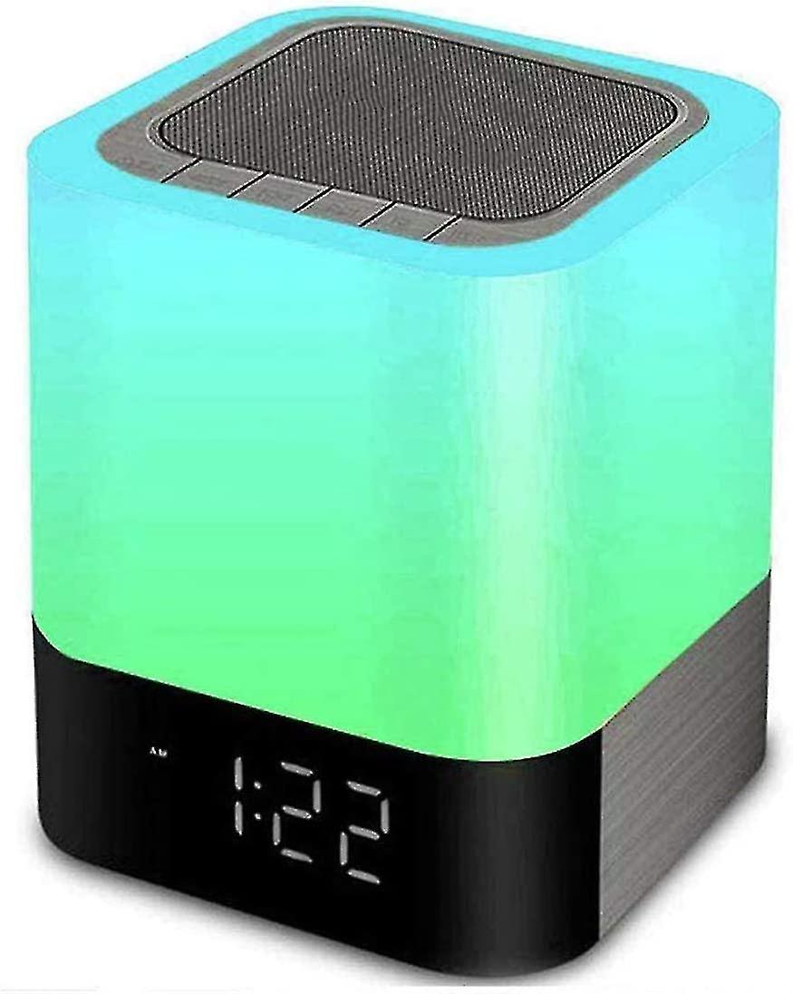 Bluetooth Speaker Night Lights， 5 In 1 Bedside Lamp With Bluetooth Speaker， 12/24h Digital Calendar