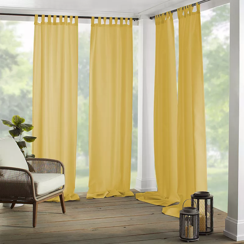 Elrene Home Fashions Matine Solid Tab Top Indoor/Outdoor Window Curtain