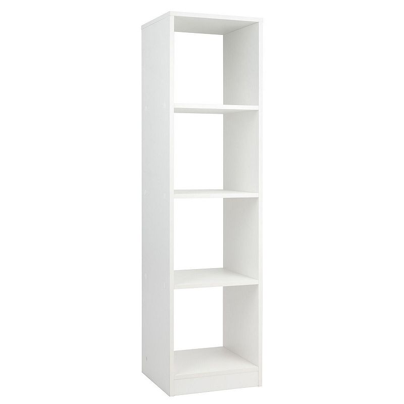 5 Tiers 4-Cube Narrow Bookshelf with 4 Anti-Tipping Kits-White