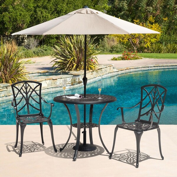 Outdoor 31'' Round Cast Aluminum Bistro Table with 2.28'' Umbrella Hole