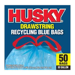 Husky 30 Gal. Blue Recycling Bags (50-Count) HK30DS050BU