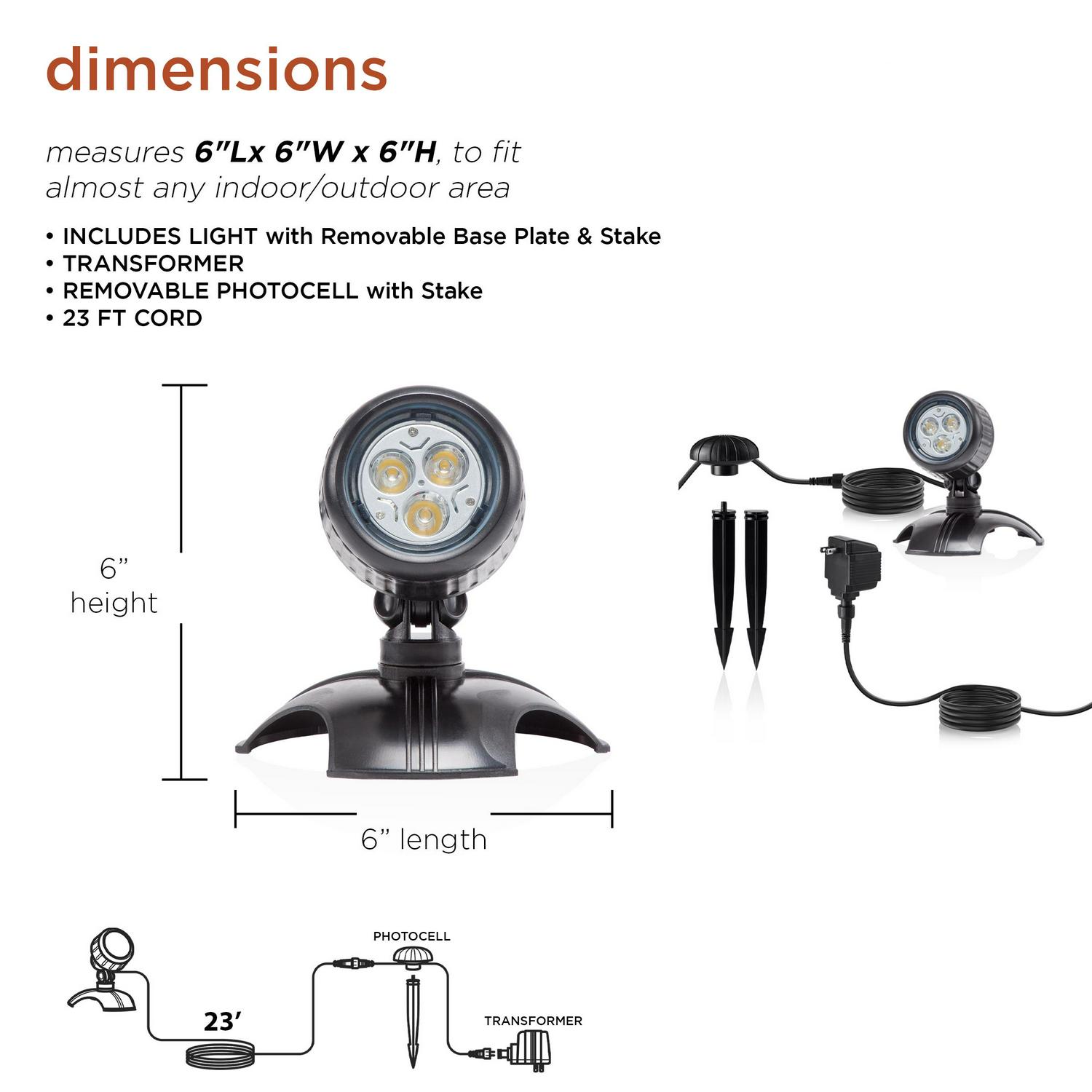 Alpine Corporation Set of 3 Pond Lamps with Warm White LED Lights， Transformer， and Photocell