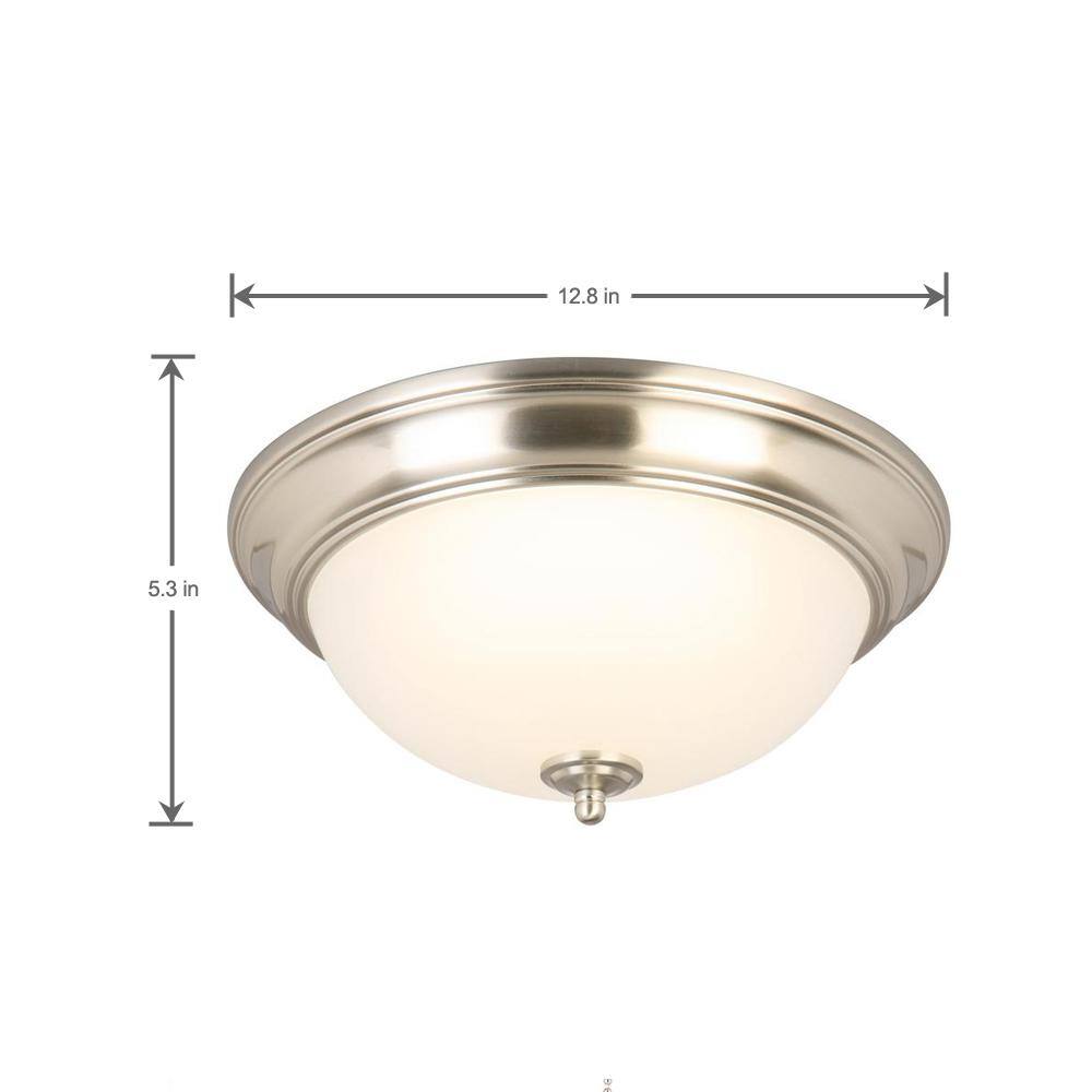 PRIVATE BRAND UNBRANDED 13 in. Brushed Nickel LED Flush Mount (2-Pack) JAL8011LBN