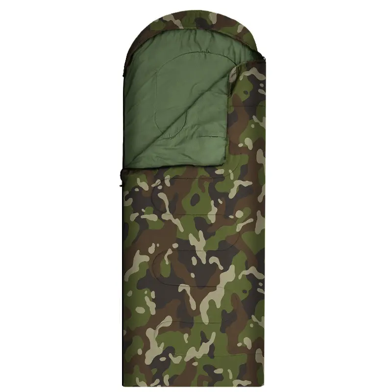 Outdoor camping envelope camo thermal adult winter padded cotton sleeping bag