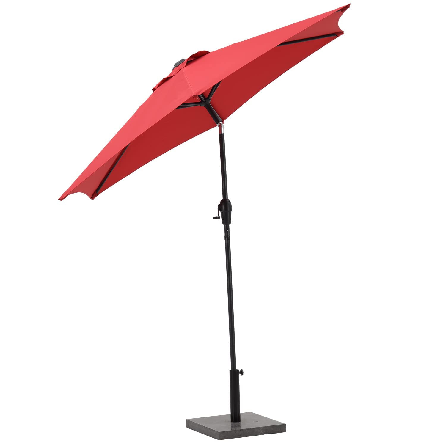 Essential Lounger 7.5ft Patio Umbrella Outdoor with 6 Sturdy Ribs, Waterproof & UV Resistant Patio Table Umbrella, Deck, Backyard& Pool, Red