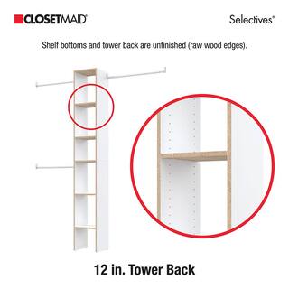 ClosetMaid Selectives 12 in. W White Custom Tower Wall Mount 6-Shelf Wood Closet System 7033