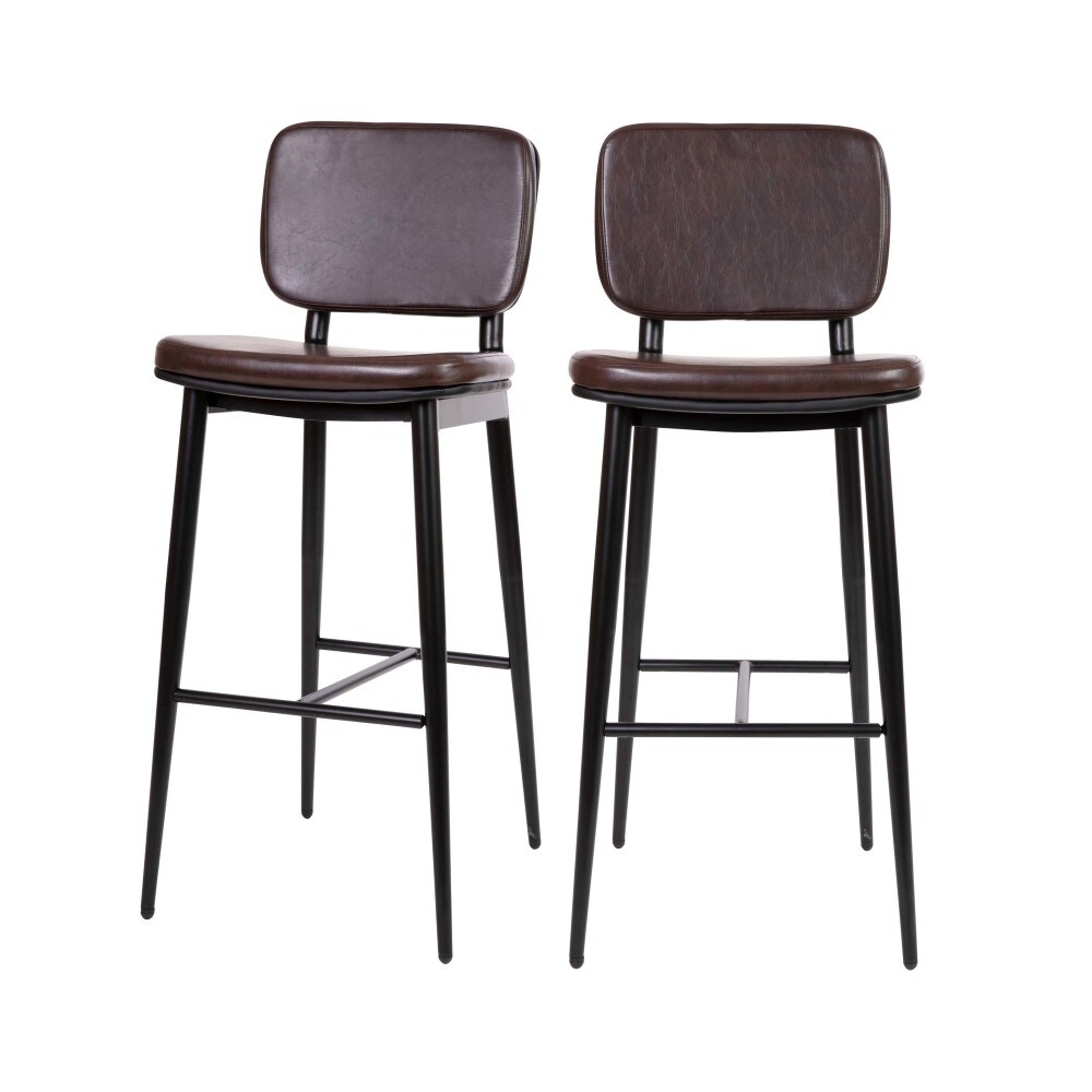 Set of 2 Upholstered Bar Stools with Metal Frames