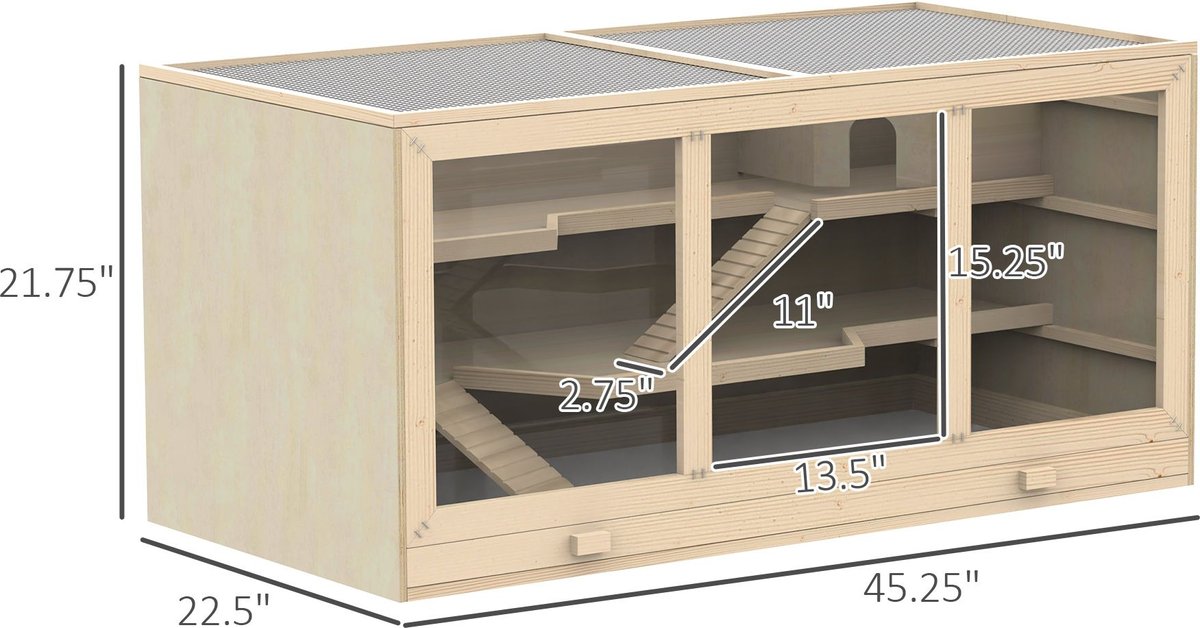 PawHut Wooden Hamster Cage Hutch