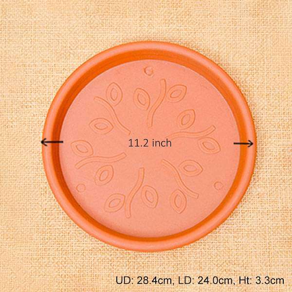 11.2 inch (28 cm) Round Plastic Plate for 12 inch (30 cm) Grower Pots (Terracotta Color) (set of 3)