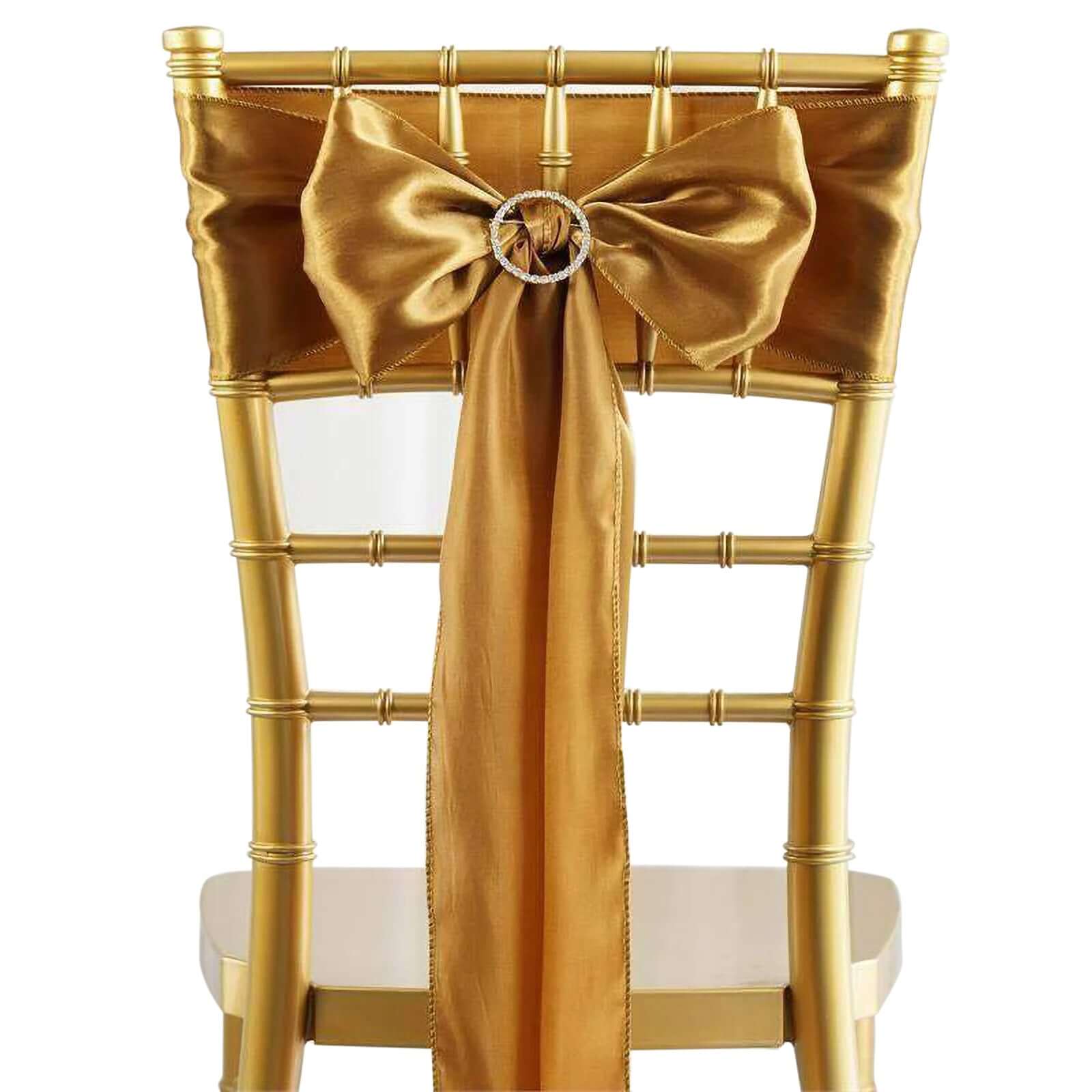 5 Pack Gold Satin Chair Sashes 6