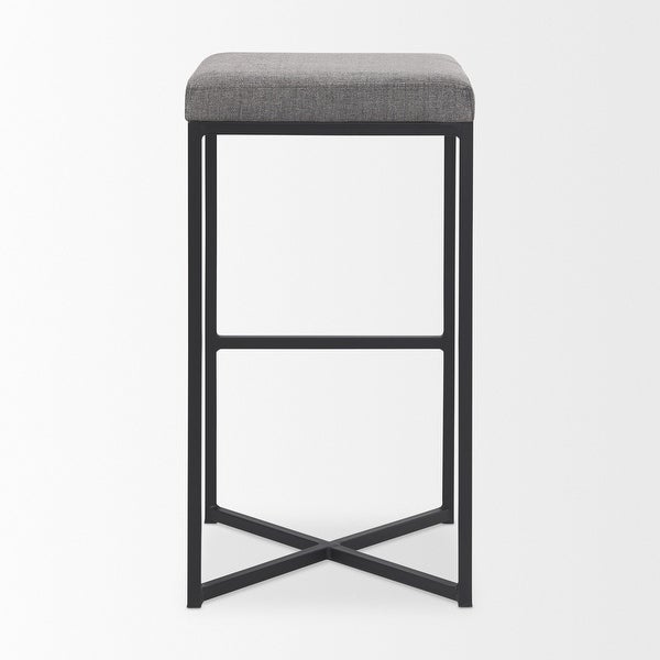 Frodo Grey Fabric w/ Black Iron Frame Bar Stool - 16.5