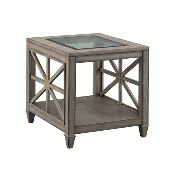 End Table Solid Wood and Tempered Glass Top W894CJ...