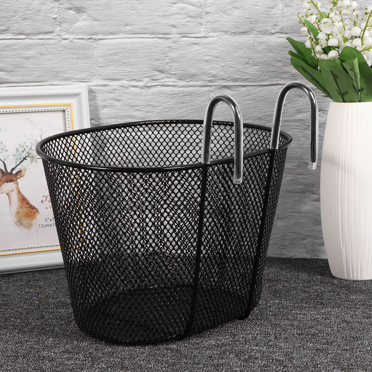 Hook Basket Durable Iron Basket Detachable Hanging Bike Basket Front Handlebar Bike Basket for Man Woman Kids Boys Girls（Random