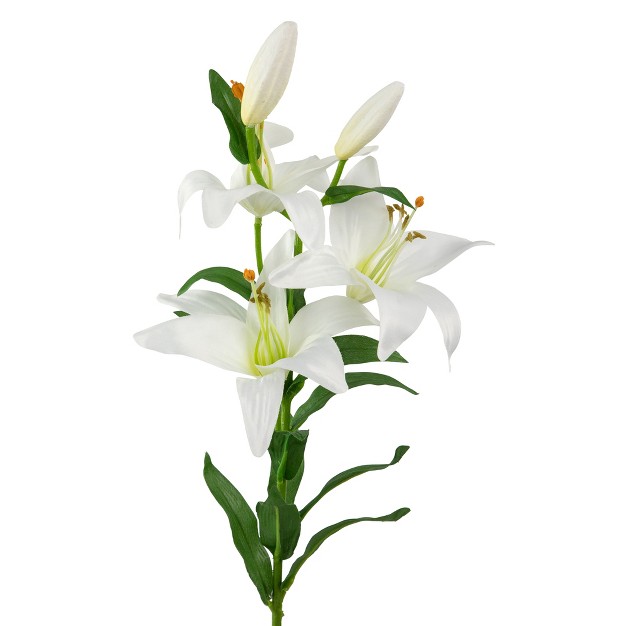 White Easter Lily Artificial Silk Floral Spray