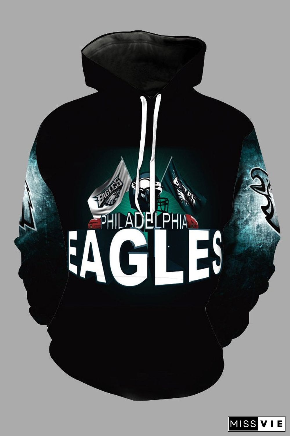 Street 3D Philadelphia Eagles Printed Hooded Sweatshirt