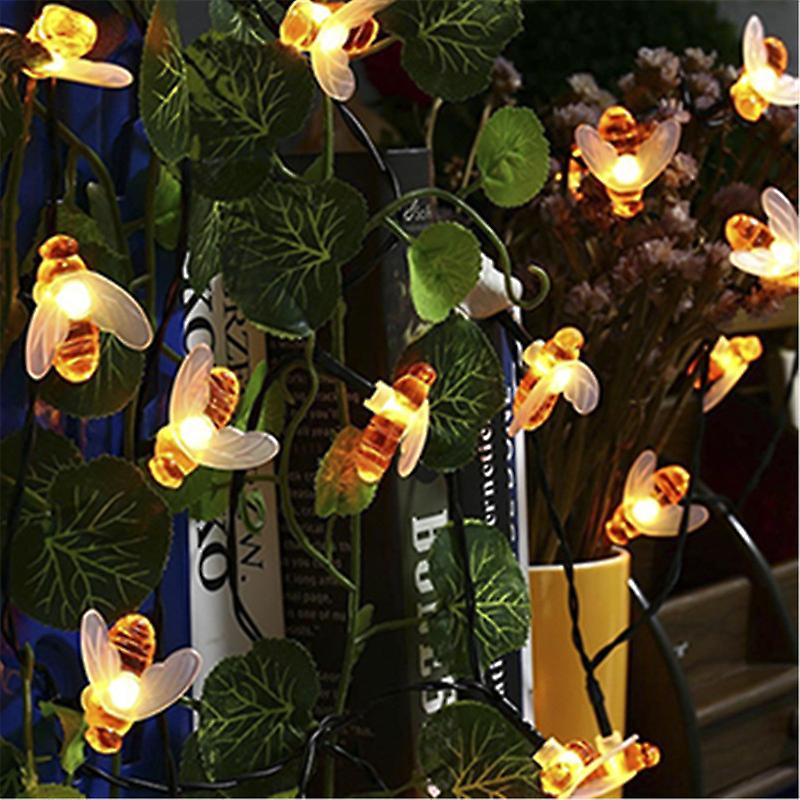 Waterproof Outdoor Cute Honey Bee Led Fairy String Lights Solar Bee Light  Christmas Garland Lights For Garden Fence Patio