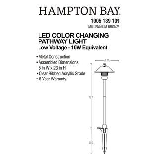 Hampton Bay Low Voltage Bronze LED Path Light with Adjustable Color IWV1501L-4