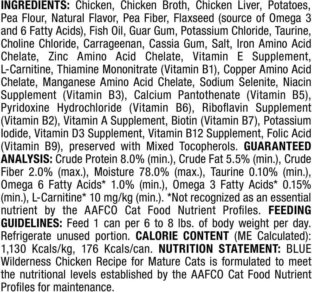 Blue Buffalo Wilderness Mature Chicken Recipe Grain-Free Canned Cat Food