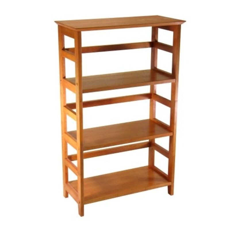 4 Tier Book shelf Wood Bookcase in Honey Finish   12 x 26 x 42 inches