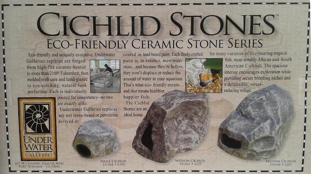 Underwater Galleries Assorted Cichlid Aquarium Stone Caves， 3 count box