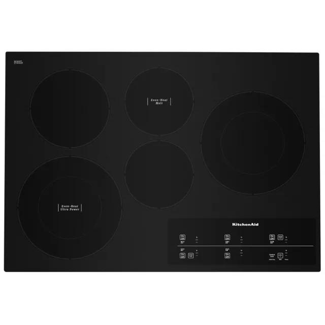 KitchenAid 30-inch Built-In Electric Cooktop with Even-Heat�Technology KCES950KBL