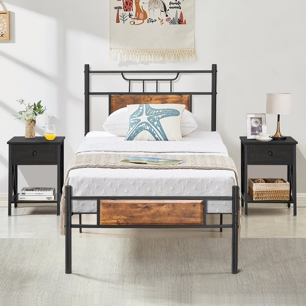 Taomika Mid Century 3-Pieces Bed and Nightstands Sets - - 34810956