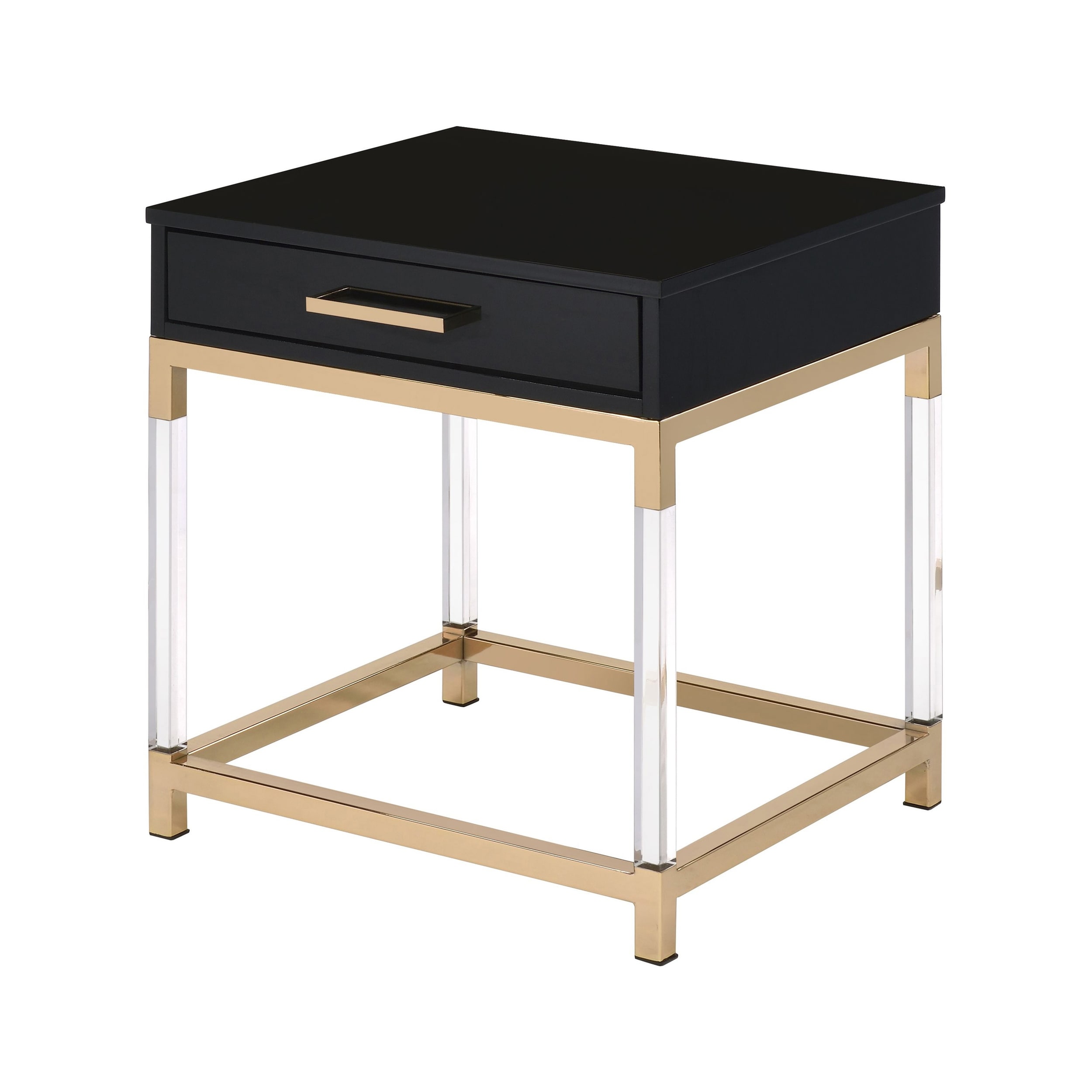 ACME Adiel Rectangular End Table in Black and Gold