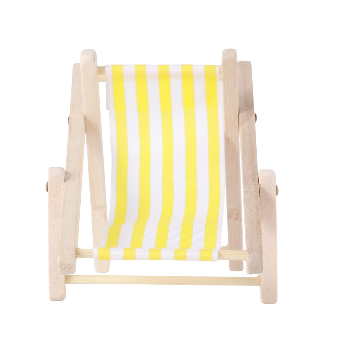 1Pc Beach Chair Model Mini Outdoor Ornament Stripe Recliner Miniature Play House Accessory for DIY (Yellow)