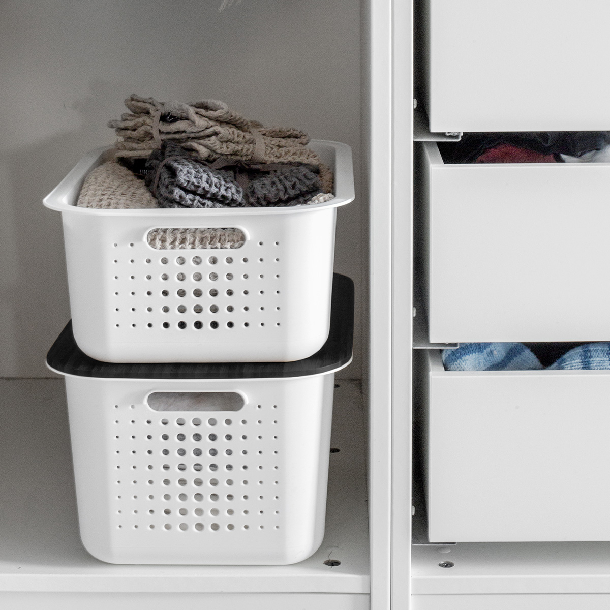 White Nordic Storage Baskets with Handles