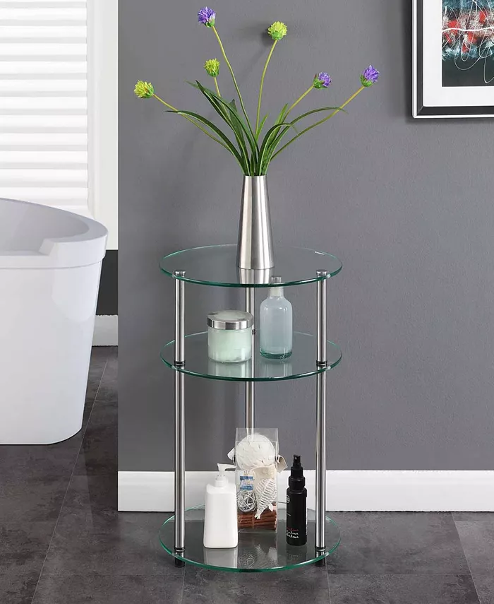 Convenience Concepts 15.75 Glass Designs2Go 3 Tier Round Table