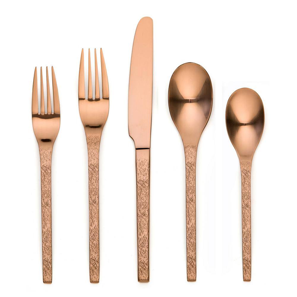 ORNATIVE Eve 20 Piece Matte Copper 180 Stainless Steel Flatware Set Service for 4 10020COR1