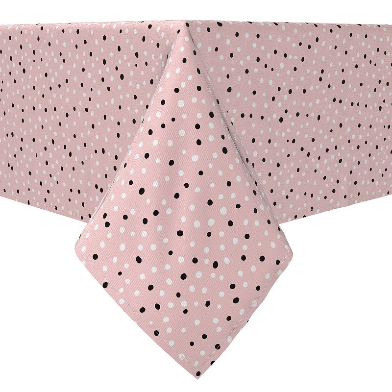 Square Tablecloth， 100% Cotton， 60x60， Black and White Dots on Pink