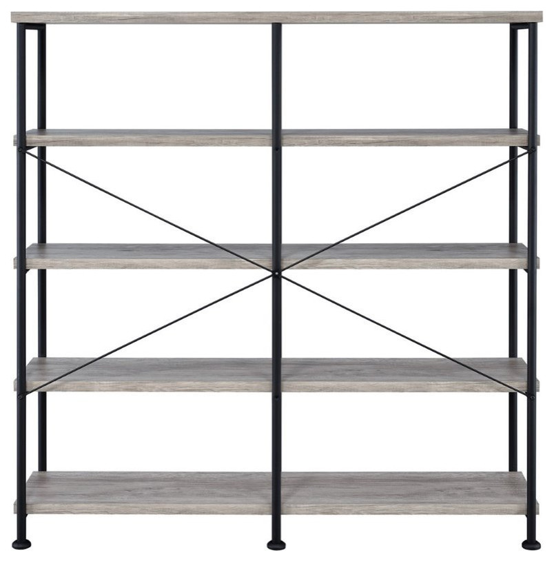 Coaster Analiese 4 Shelf Open Farmhouse Wood Bookcase in Gray   Industrial   Bookcases   by Homesquare  Houzz