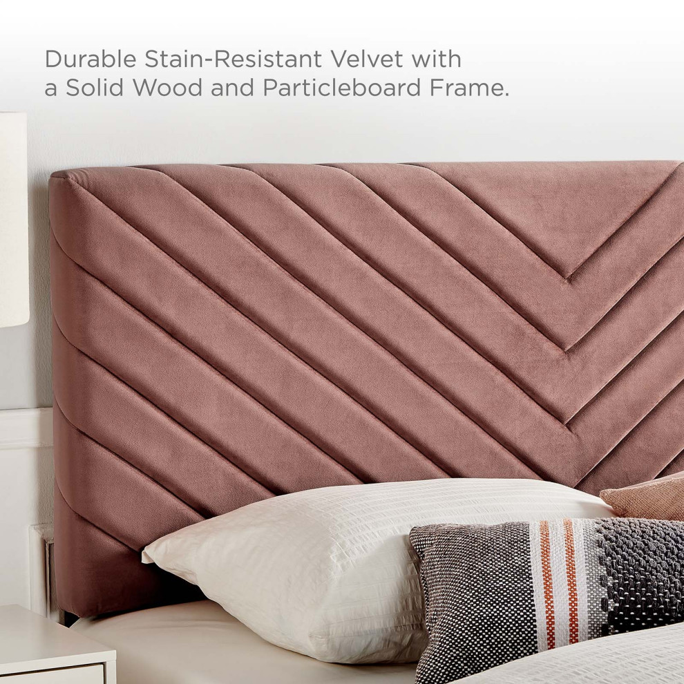 Alyson Angular Channel Tufted Performance Velvet Full / Queen Headboard   Contemporary   Headboards   by Homesquare  Houzz