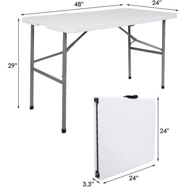 4FT FoldinHalf Camping Table White w/Handle Picnic