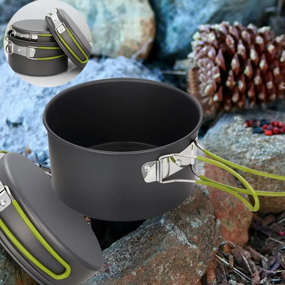 NPOT Camping Cookware Set Camping Gear Campfire Utensils Cooking Equipment Lightweight with Storage Bag for Outdoor Hiking