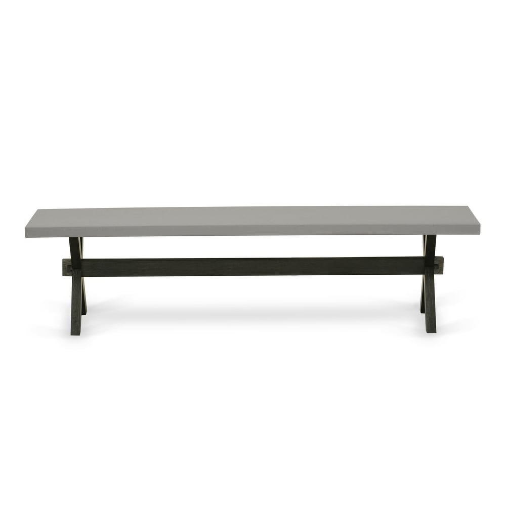 East West Furniture X Style Modern Dining Bench with Wooden Seat(Finish Options)